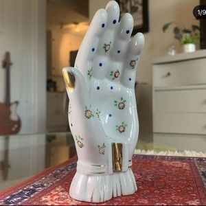 Vintage Floral & Gold Ceramic Hand Ashtray